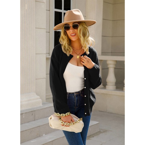 Round Neck Long Sleeve Single-Breasted Sweater - Picture 3 of 11